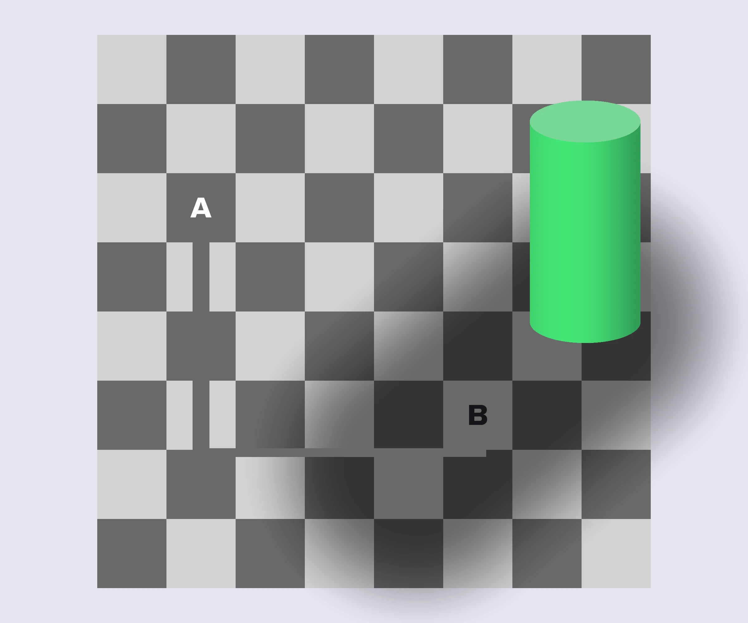 Checkerboard Shadow Illusion with the trick revealed